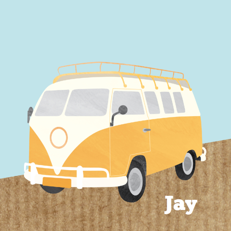 Geboortekaartje retro vw busje - Geboortekaartjes Geboortekaartjes - Geboortekaartje retro vw busje