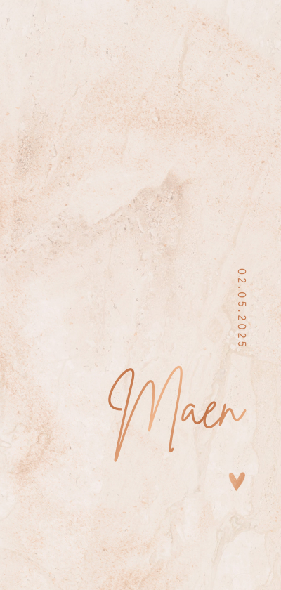 Geboortekaartje roze marmer en hartje minimalistisch - Geboortekaartjes Geboortekaartjes - Geboortekaartje roze marmer en hartje minimalistisch