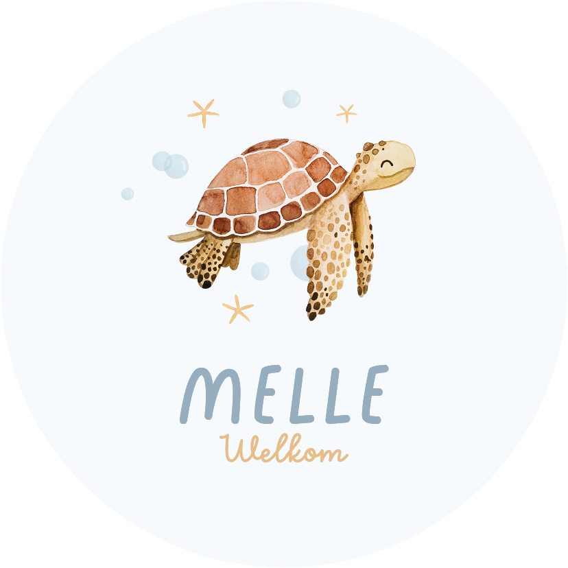 Geboortekaartje schildpad onderwater zee cirkelvorm - Geboortekaartjes Geboortekaartjes - Geboortekaartje schildpad onderwater zee cirkelvorm