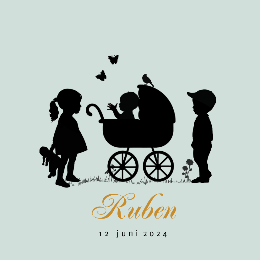 Geboortekaartje silhouet broer - Geboortekaartjes Geboortekaartjes - Geboortekaartje silhouet broer