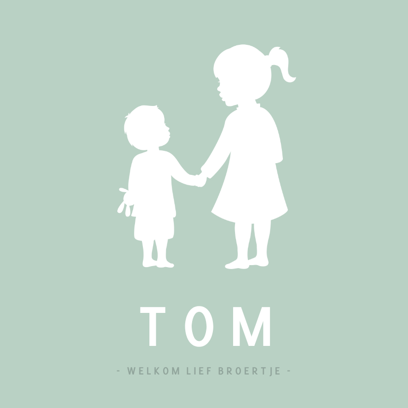 Geboortekaartje silhouet broertje met zus hand in hand - Geboortekaartjes Geboortekaartjes - Geboortekaartje silhouet broertje met zus hand in hand