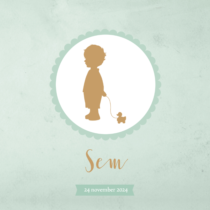 Geboortekaartje silhouet jongen groen aquarel - BC - Geboortekaartjes Geboortekaartjes - Geboortekaartje silhouet jongen groen aquarel - BC