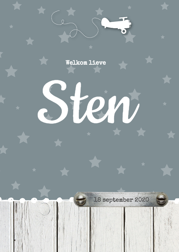 Geboortekaartje Sten Vliegtuig - Geboortekaartjes Geboortekaartjes - Geboortekaartje Sten Vliegtuig