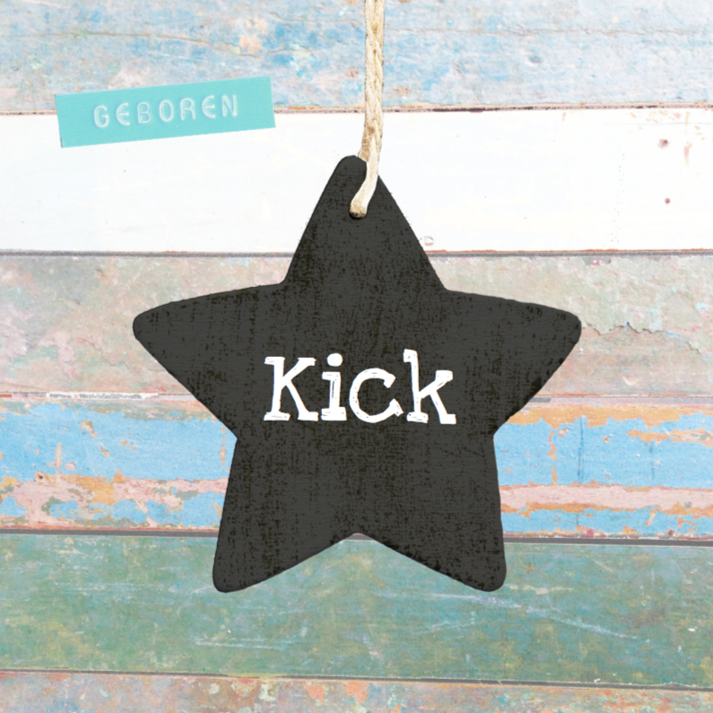 Geboortekaartje ster Kick - Geboortekaartjes Geboortekaartjes - Geboortekaartje ster Kick