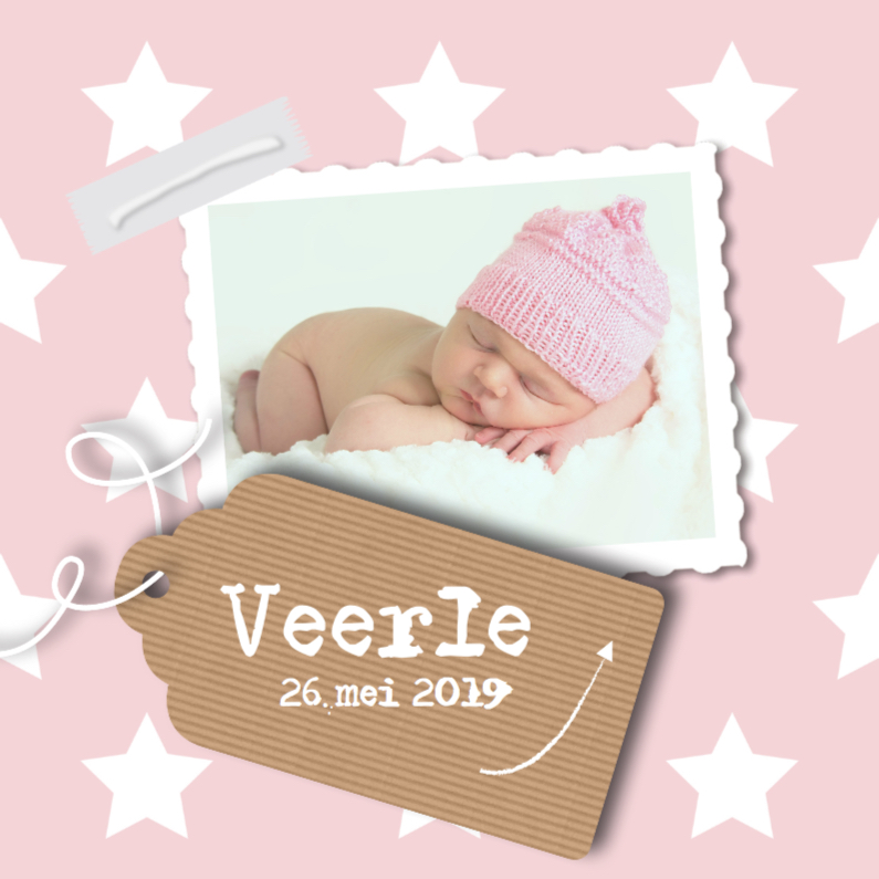 Geboortekaartje sterren - meisje - Geboortekaartjes Geboortekaartjes - Geboortekaartje sterren - meisje