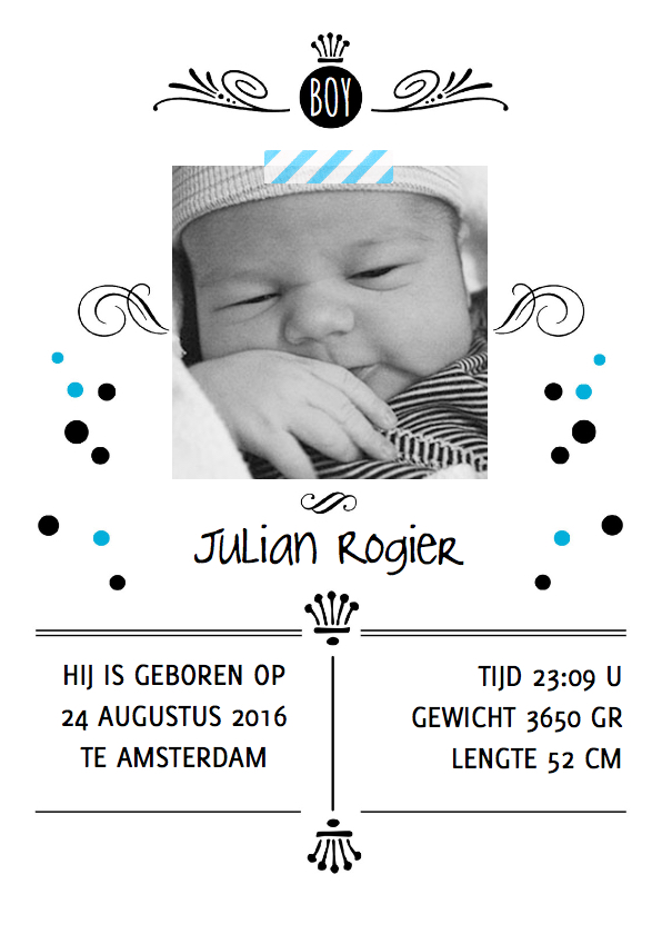 Geboortekaartje stoer confetti - Geboortekaartjes Geboortekaartjes - Geboortekaartje stoer confetti