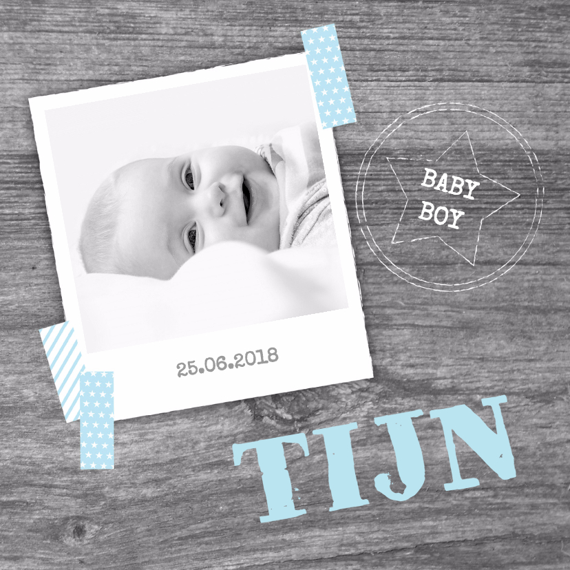 Geboortekaartje stoer foto boy - Geboortekaartjes Geboortekaartjes - Geboortekaartje stoer foto boy