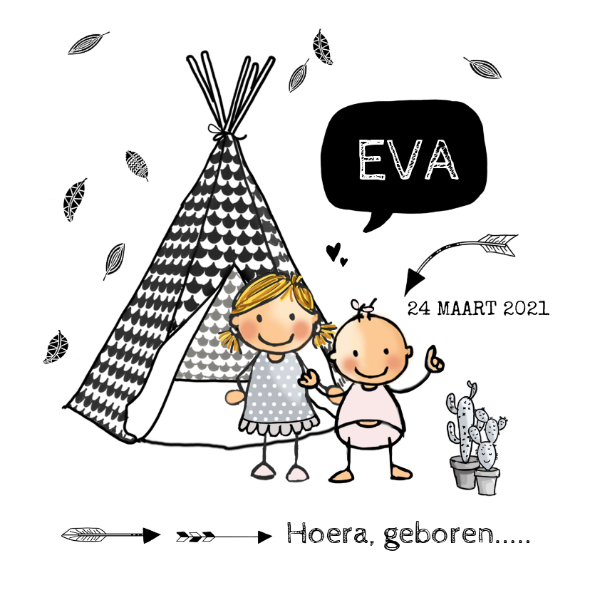 Geboortekaartje Tipitent zusjes - Geboortekaartjes Geboortekaartjes - Geboortekaartje Tipitent zusjes