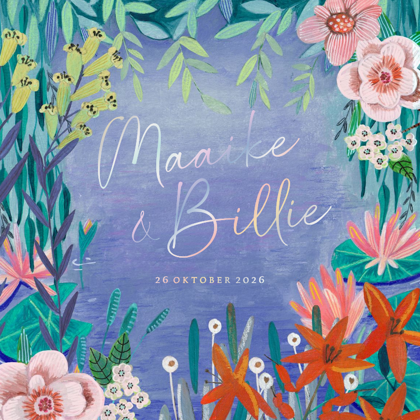 Geboortekaartjes - Geboortekaartje tweeling bloemen