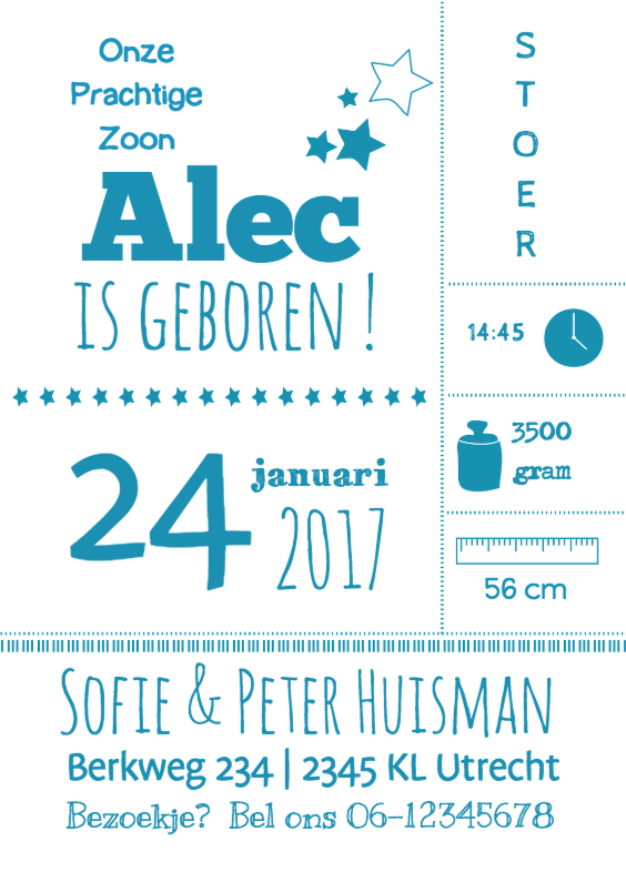 Geboortekaartje Typografy alec - Geboortekaartjes Geboortekaartjes - Geboortekaartje Typografy alec