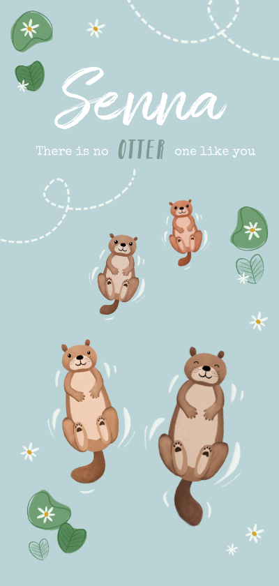 Geboortekaartjes - Geboortekaartje unisex dieren otters illustratie