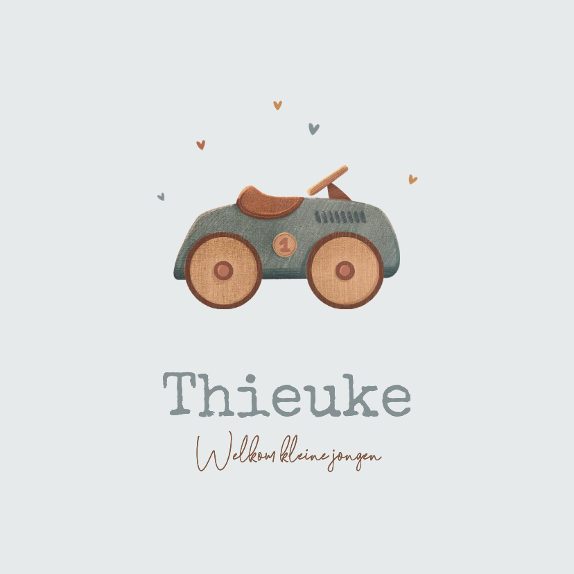 Geboortekaartje vintage jongen auto speelgoed - Geboortekaartjes Geboortekaartjes - Geboortekaartje vintage jongen auto speelgoed