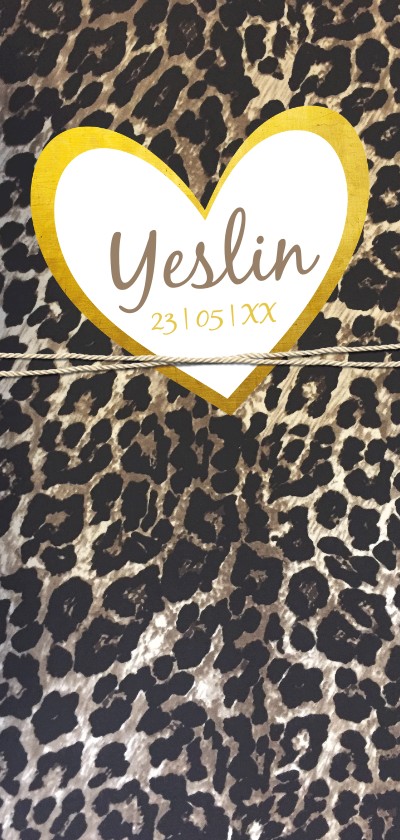 Geboortekaartje voor een meisje met dierenprint en goud - Geboortekaartjes Geboortekaartjes - Geboortekaartje voor een meisje met dierenprint en goud