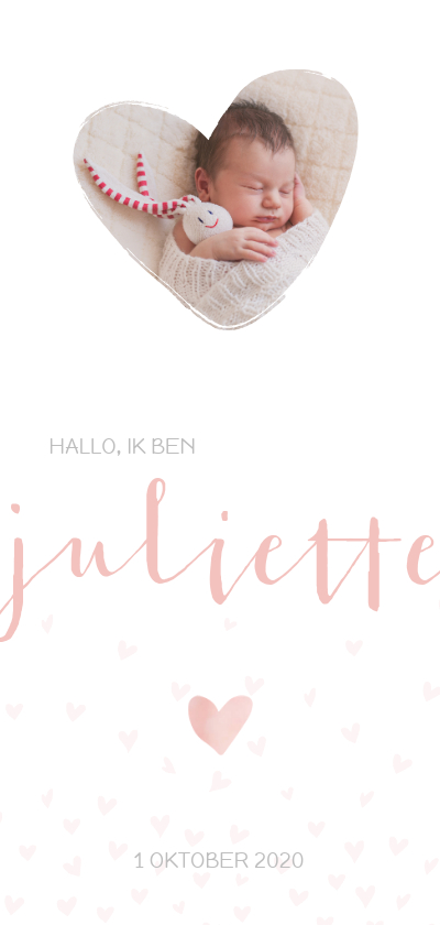 Geboortekaartje voor een meisje met hartjes - Geboortekaartjes Geboortekaartjes - Geboortekaartje voor een meisje met hartjes