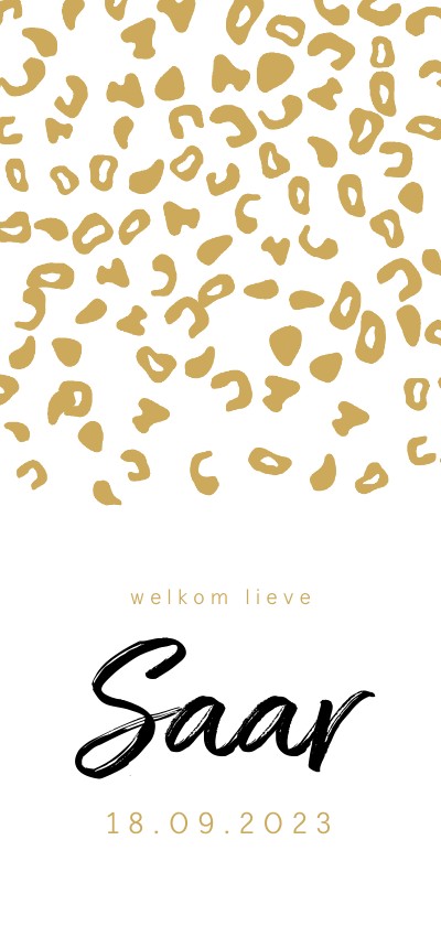 Geboortekaartje voor een meisje met okergele luipaardprint - Geboortekaartjes Geboortekaartjes - Geboortekaartje voor een meisje met okergele luipaardprint