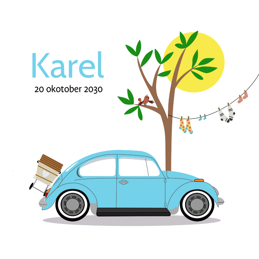 Geboortekaartje vw kever jongen - Geboortekaartjes Geboortekaartjes - Geboortekaartje vw kever jongen