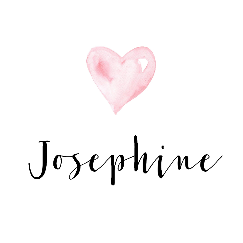 Geboortekaartje waterverf hartje Josephine - Geboortekaartjes Geboortekaartjes - Geboortekaartje waterverf hartje Josephine