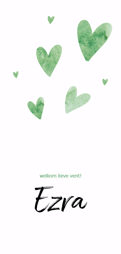 Geboortekaartje waterverf hartjes - Geboortekaartjes Geboortekaartjes - Geboortekaartje waterverf hartjes