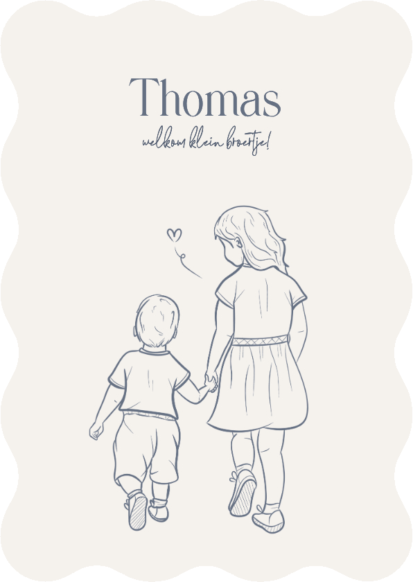 Geboortekaartje wave broertje met lijn illustratie wit blauw - Geboortekaartjes Geboortekaartjes - Geboortekaartje wave broertje met lijn illustratie wit blauw