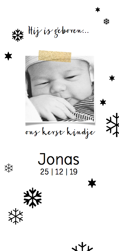 Geboortekaartje winter zwart-wit - Geboortekaartjes Geboortekaartjes - Geboortekaartje winter zwart-wit