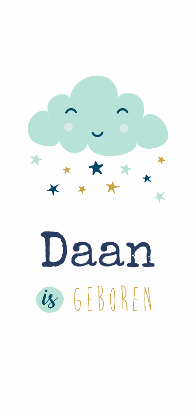 Geboortekaartje wolk sterren - Geboortekaartjes Geboortekaartjes - Geboortekaartje wolk sterren