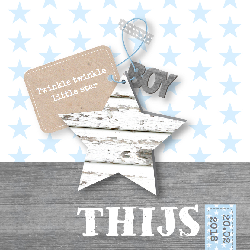 Geboortekaartje wood stars boy - Geboortekaartjes Geboortekaartjes - Geboortekaartje wood stars boy