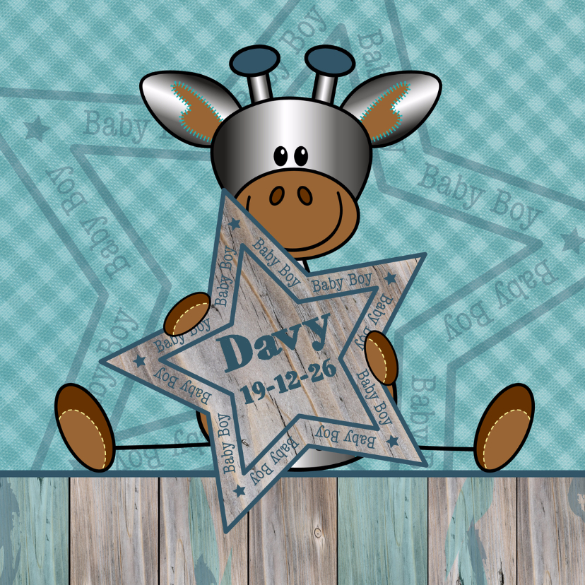 Geboortekaartje zilver girafje - Geboortekaartjes Geboortekaartjes - Geboortekaartje zilver girafje