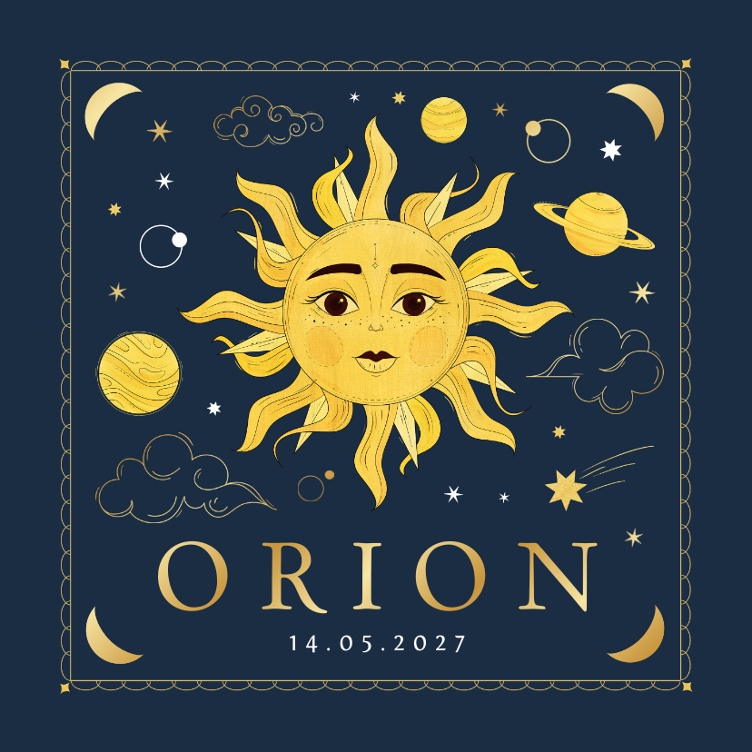 Geboortekaartje zon maantjes sterren planeten astrologie - Geboortekaartjes Geboortekaartjes - Geboortekaartje zon maantjes sterren planeten astrologie