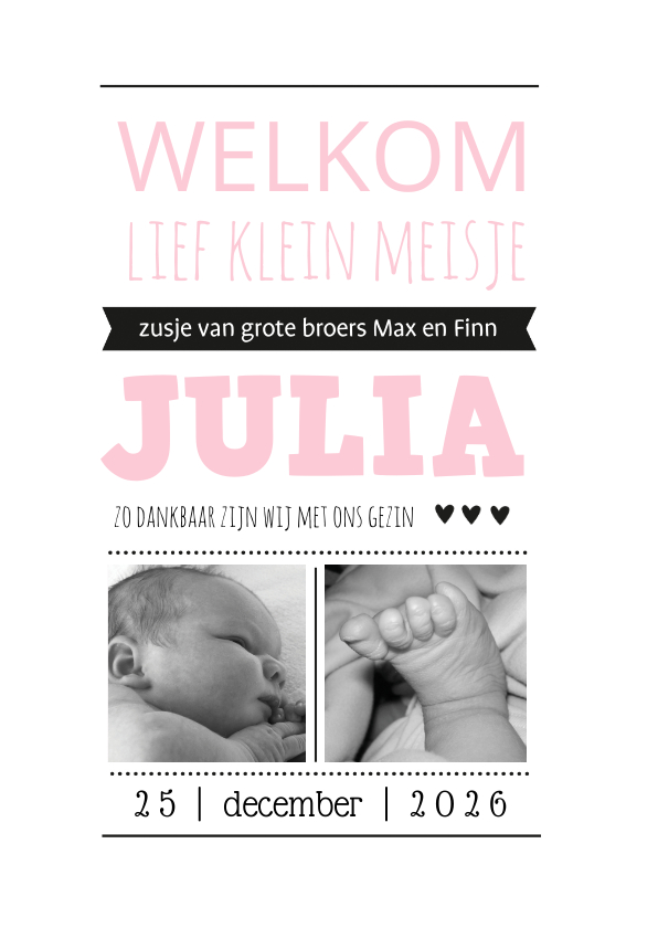 Geboortekaartje Zusje welkom - Geboortekaartjes Geboortekaartjes - Geboortekaartje Zusje welkom