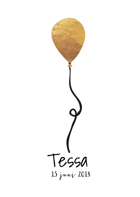 Geboortekaartjes goud ballon - Geboortekaartjes Geboortekaartjes - Geboortekaartjes goud ballon