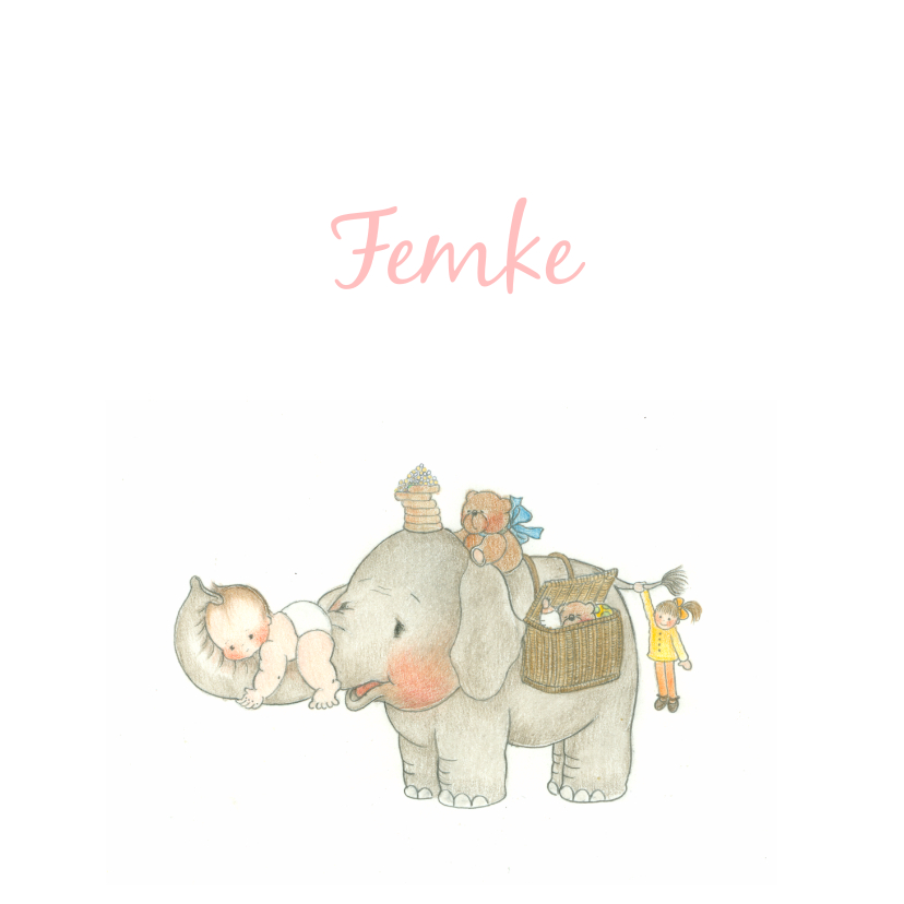 Geboortekaartjes - Olifant met baby op slurf - Geboortekaartjes Geboortekaartjes - Geboortekaartjes - Olifant met baby op slurf