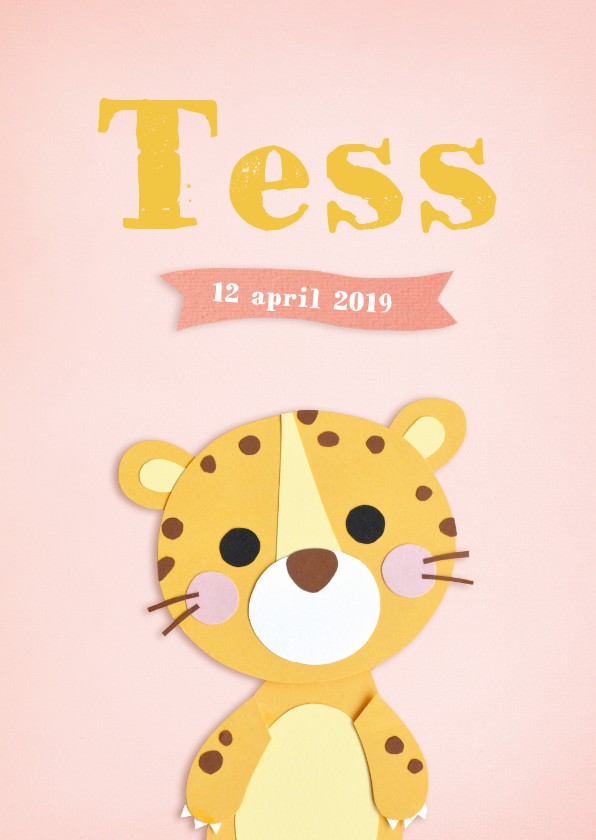 Geboortjekaartje panter meisje - Geboortekaartjes Geboortekaartjes - Geboortjekaartje panter meisje