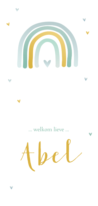 Geboortjekaartje regenboog blauw groen tinten - Geboortekaartjes Geboortekaartjes - Geboortjekaartje regenboog blauw groen tinten
