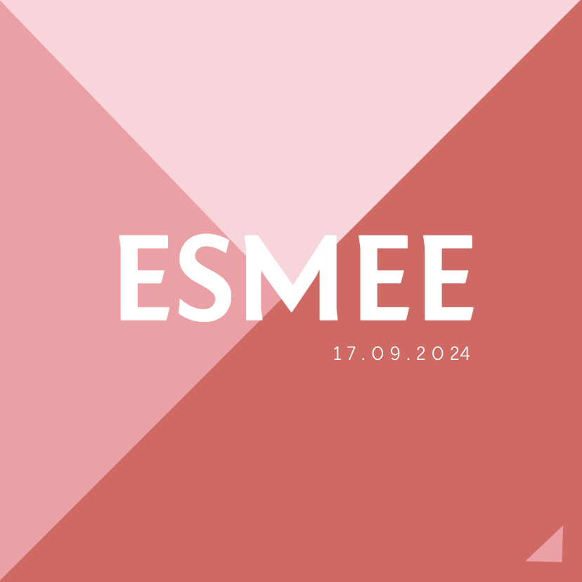 Geometrisch geboortekaartje roze driehoeken hip en modern - Geboortekaartjes Geboortekaartjes - Geometrisch geboortekaartje roze driehoeken hip en modern