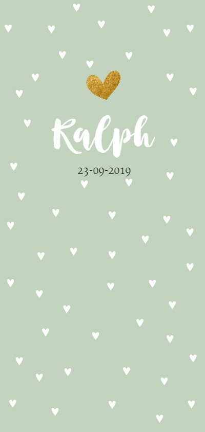 Groen met witte hartjes - Geboortekaartjes Geboortekaartjes - Groen met witte hartjes