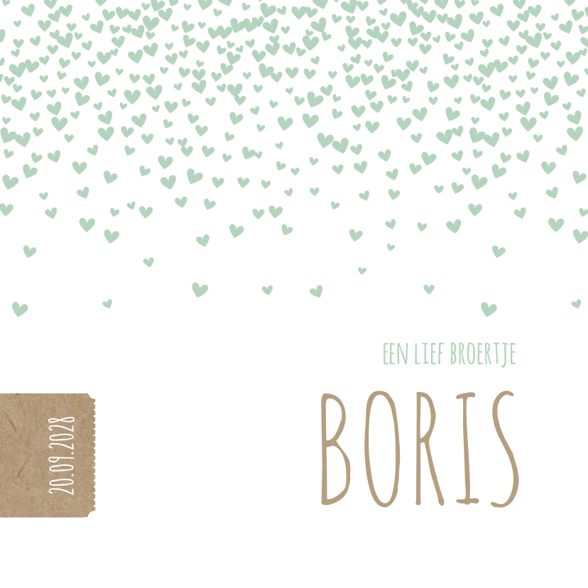 Groene hartjes confetti - Geboortekaartjes Geboortekaartjes - Groene hartjes confetti