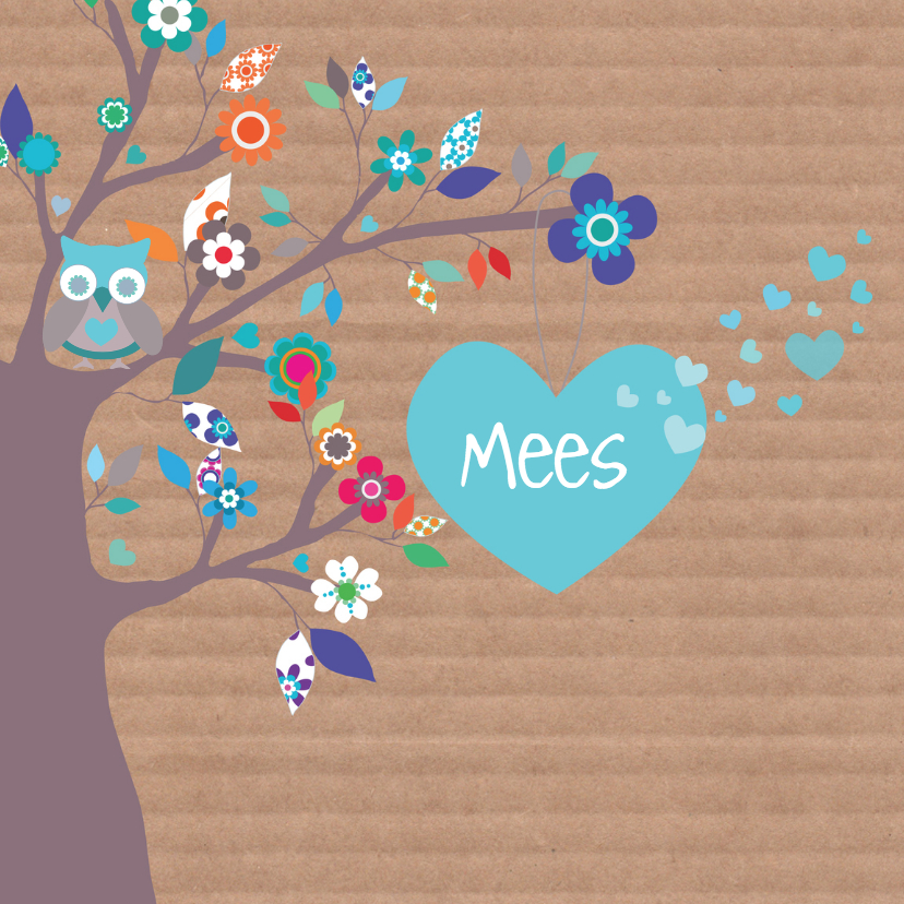 Hartjesboom geboortekaartje Mees - Geboortekaartjes Geboortekaartjes - Hartjesboom geboortekaartje Mees