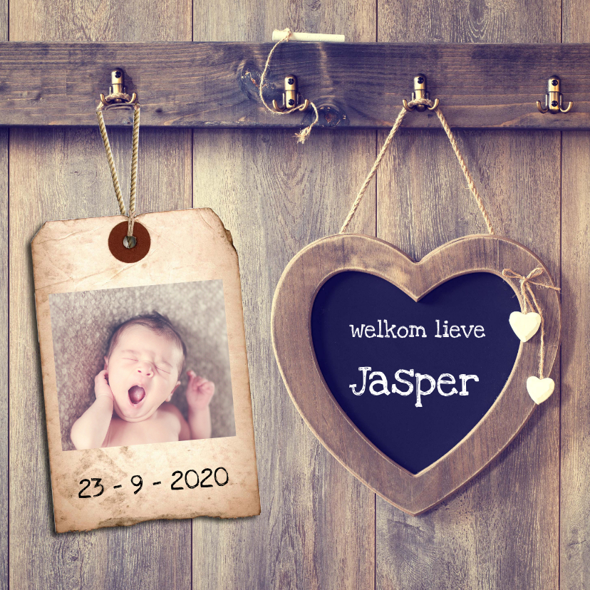 hip geboortekaartje met krijtbord - Geboortekaartjes Geboortekaartjes - hip geboortekaartje met krijtbord