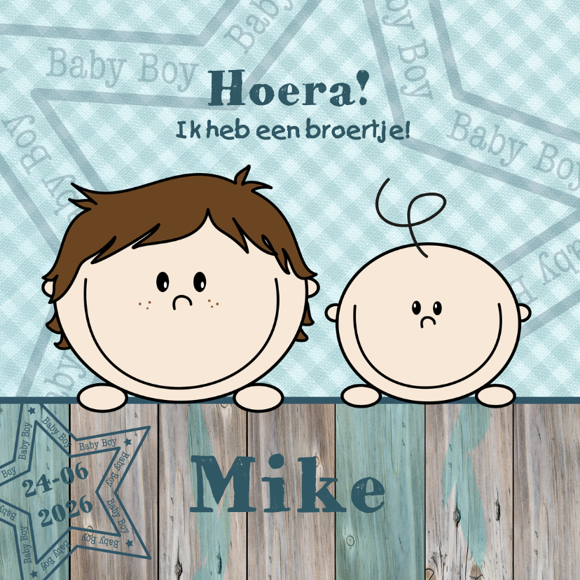 Jongen geboren! Grote broer 2 - Geboortekaartjes Geboortekaartjes - Jongen geboren! Grote broer 2
