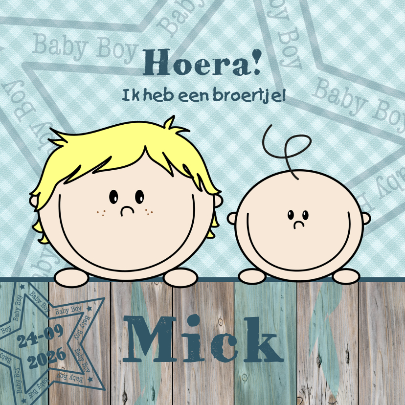 Jongen geboren GROTE BROER - Geboortekaartjes Geboortekaartjes - Jongen geboren GROTE BROER