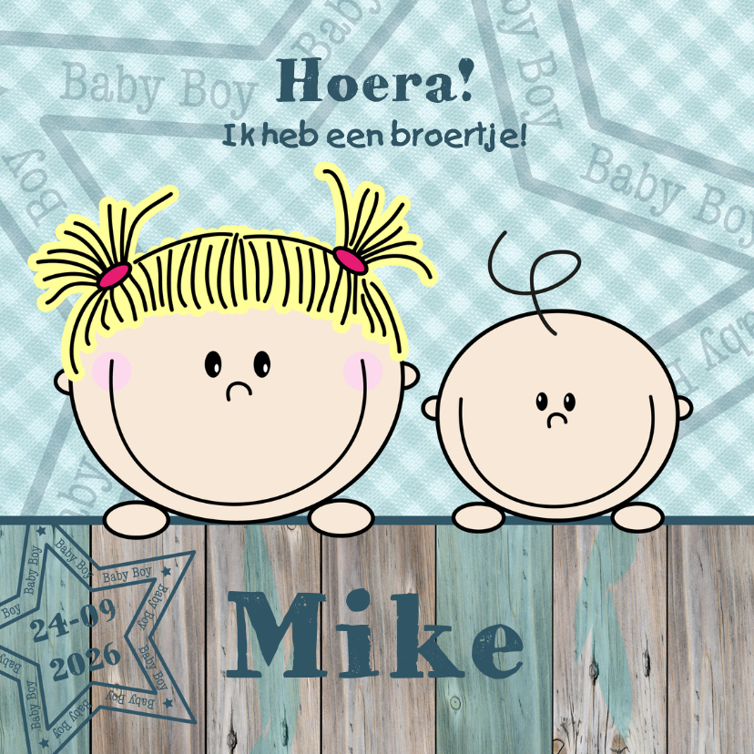 Jongen geboren GROTE ZUS - Geboortekaartjes Geboortekaartjes - Jongen geboren GROTE ZUS