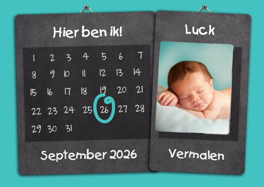 Kalender geboorte jongen - BK - Geboortekaartjes Geboortekaartjes - Kalender geboorte jongen - BK