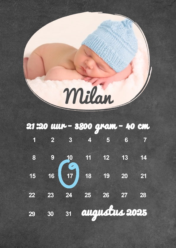 Kalender geboorte jongetje - BK - Geboortekaartjes Geboortekaartjes - Kalender geboorte jongetje - BK