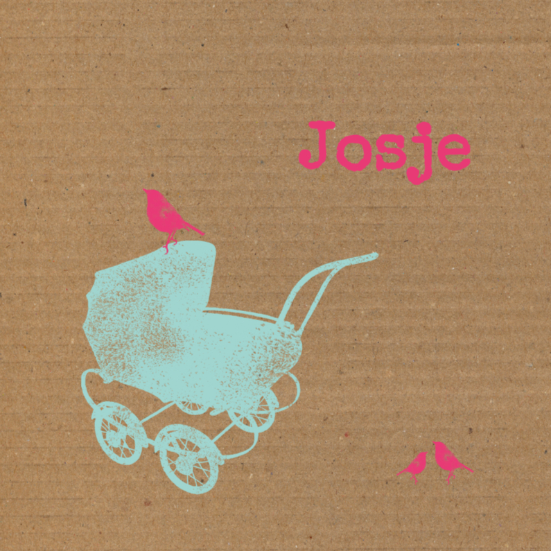 Kinderwagen, karton achtergrond - Geboortekaartjes Geboortekaartjes - Kinderwagen, karton achtergrond