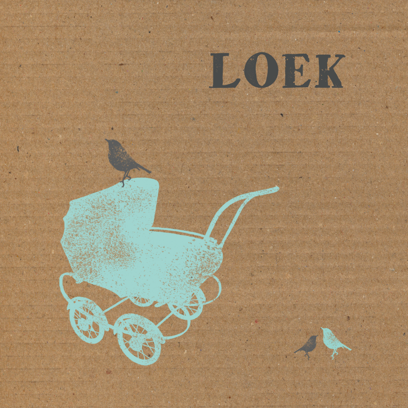 Kinderwagen, karton jongen - Geboortekaartjes Geboortekaartjes - Kinderwagen, karton jongen