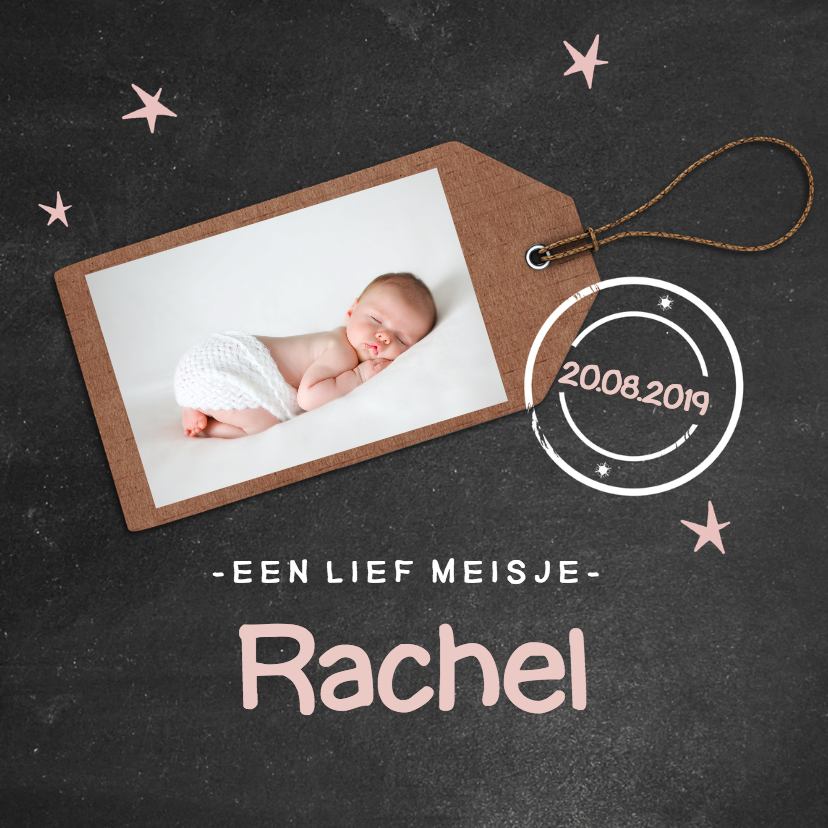 Krijtbord geboortekaartje Rachel - Geboortekaartjes Geboortekaartjes - Krijtbord geboortekaartje Rachel