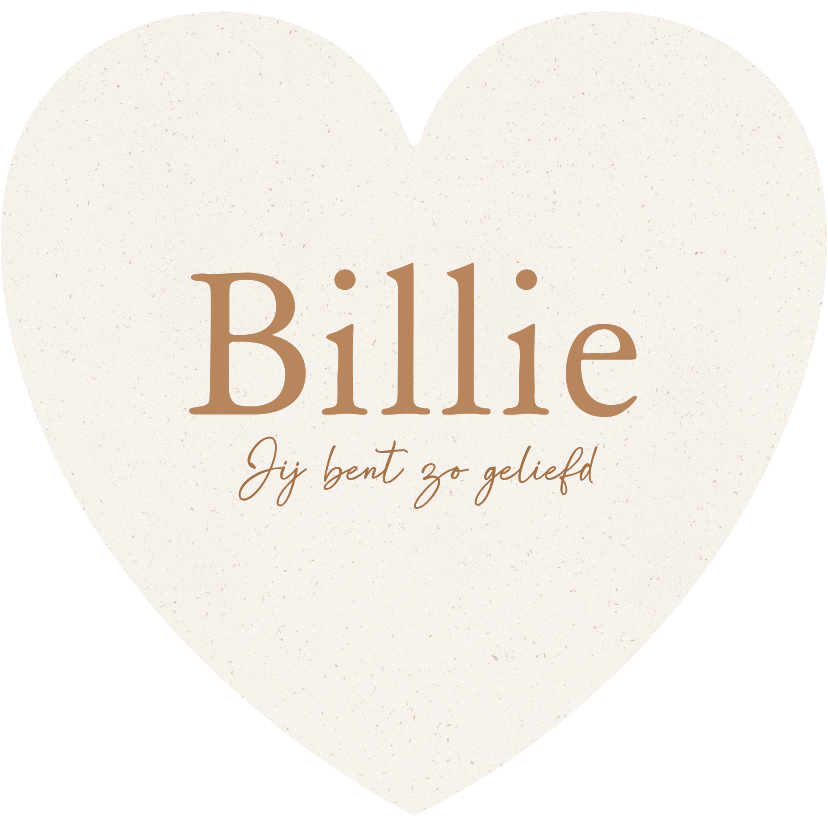 Geboortekaartjes - Lief beige geboortekaartje in hart vorm met papier textuur