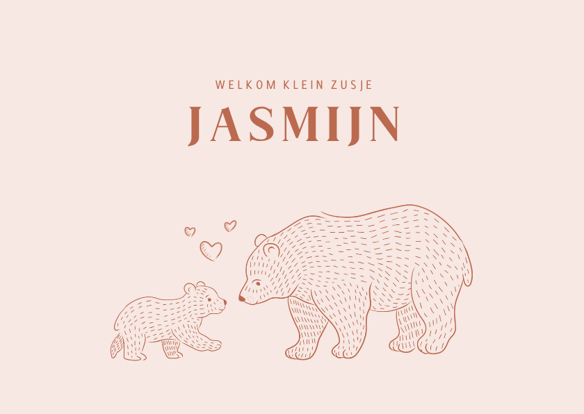 Geboortekaartjes - Lief geboortekaartje beertjes voor een zusje