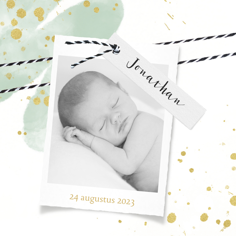 Lief geboortekaartje foto en label - Geboortekaartjes Geboortekaartjes - Lief geboortekaartje foto en label