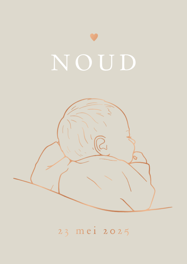 Lief geboortekaartje lijntekening slapend baby'tje - Geboortekaartjes Geboortekaartjes - Lief geboortekaartje lijntekening slapend baby'tje